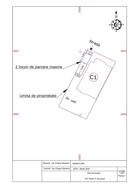 Plan cadastral/de situatie pentru loc de parcare sector 4,